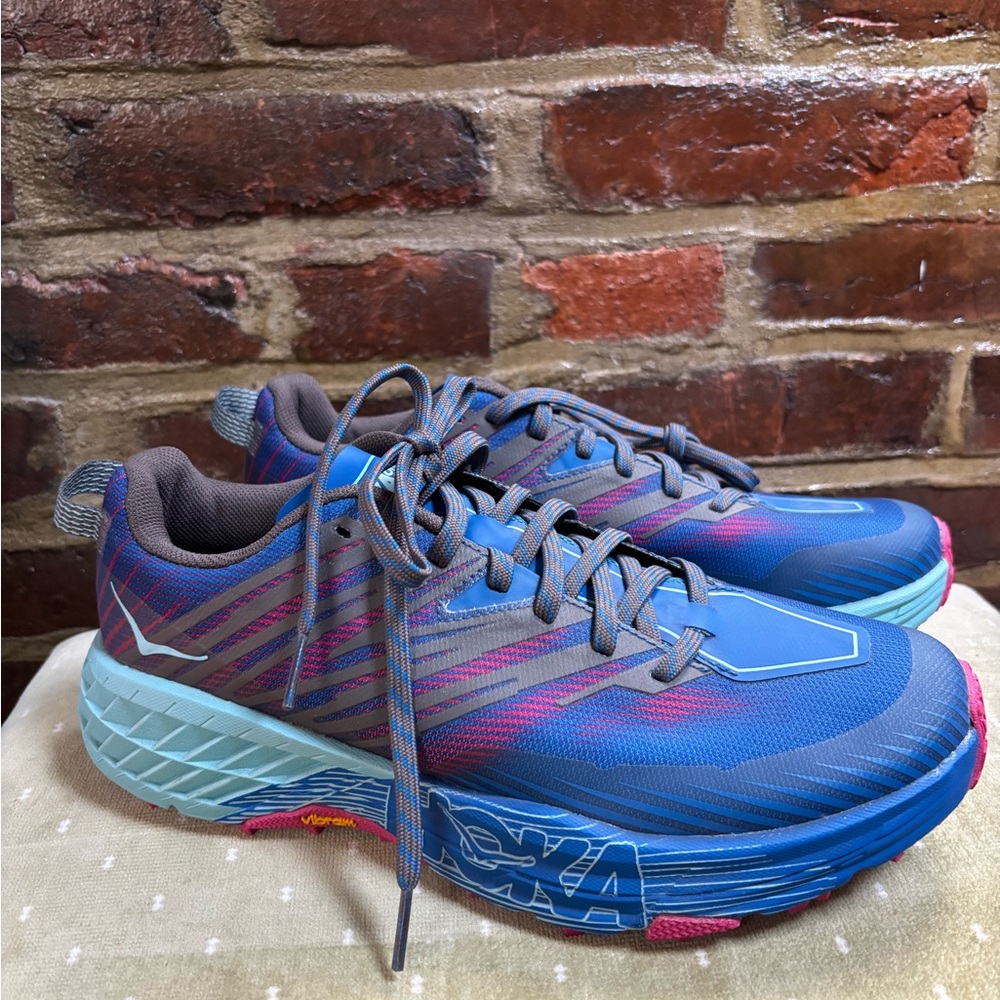 Hoka Vibrant Blue and Pink Athletic Shoes